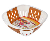 Heart Home Large Multi-Purpose Plastic Storage Baskets for Fruits Vegetables and Kitchen Fridge Dining Table- Pack of 4 (Brown & Green & Blue & Pink)-HS42HEARTH25428